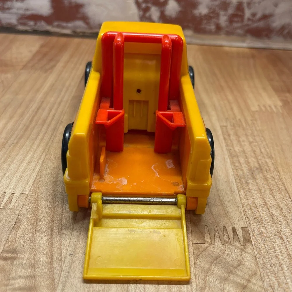 Vintage Tomy Yellow Orange Plastic Pickup Truck Toy Macao Tailgate 5 Inch